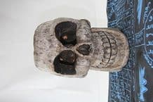 magical wood skull statue for occult mystical rituals shrines alter